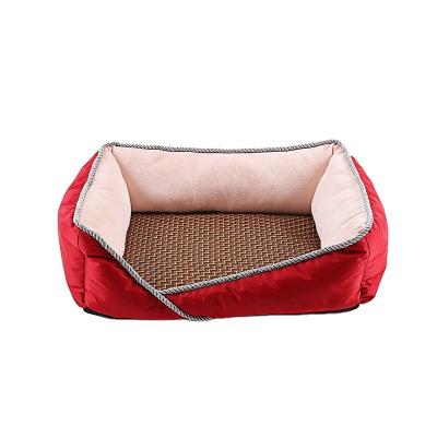 China 2022 New Style Anti-stick Hair Pet Nest Washable Stocked Gray Red Brown Colors Dog and Cat Cushion Soft Cotton Bed V-shaped Pet Bed for sale