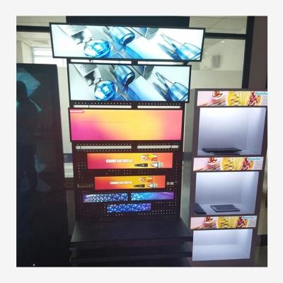 China Ultrathin tea shop milk shop lcd machine wall hanging display indoor advertising hanging bar screen for sale