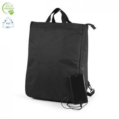 China USB charging port. Eco-friendly Anti RFID Backpack Stylish Business Bag 300D RPET Material With USB Charging Anti RFID Left Pocket for sale