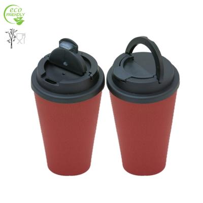 China Sustainable Environment Friendly Bamboo Fiber PP Blend Food Grade LFGB Cup Mug With Lid For Coffee Tea Or Other Drinks for sale