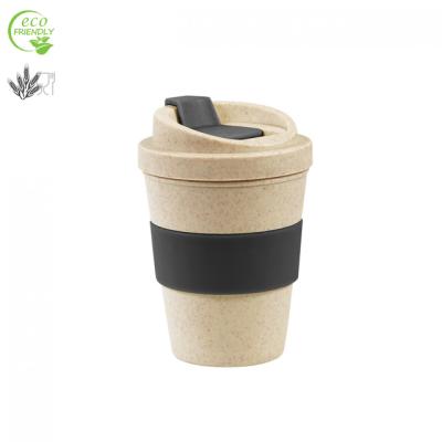 China Eco Viable Being Food LFGB Green Wheat Viable Reusable Safe Blend Straw PP Drinking Cup 250ml With Lid And Thermal Sleeve for sale