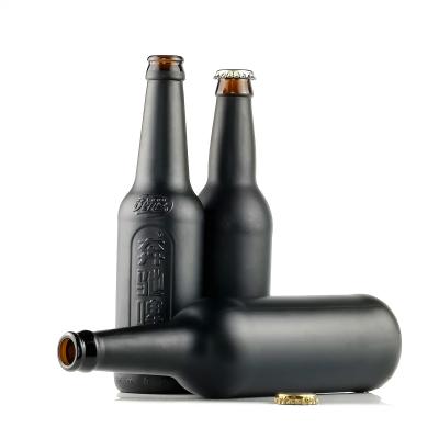 China High Quality 500ml Beverage Liquor Beer Glass Beer Bottle Matte Black Export Manufacturer for sale