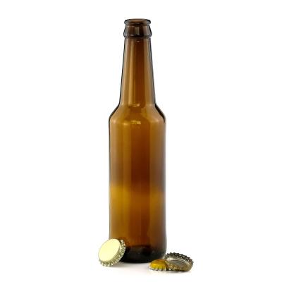 China High Quality Exquisite Empty Beverage Liquor Clasp Lid Glass Bottle Beer Glass Bottle 330ML for sale