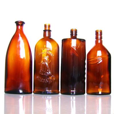 China Wine Whole Sale Single High Quality Brown 500ml Heavy Wine Glass Bottle for sale