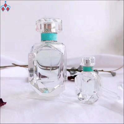 China PERFUME Perfume Bottles Glass 50ml Diamond Shape Square Perfume Bottle Transparent Glass Bottle for sale