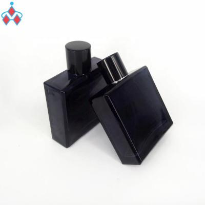 China PERFUME 50ml 100ml Glass Bottle Flat Square Matte Black Perfume Bottle for sale