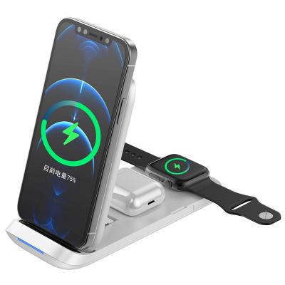 China New Products Mobile Phone Qi 15w Fold 3 in 1 Wireless Charging Foldable Wireless Charger Stand Mobile Phone Accessories 3 in 1 for sale