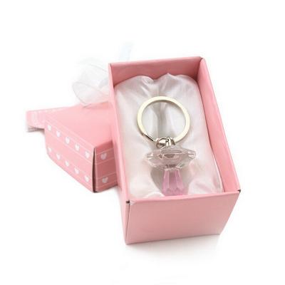 China Wedding Baby Favors Wholesales Crystal Collection Pink Crystal Pacifier Choice Key Chain In Gift Box Baby Shower Favors Birthday Party Giveaways for sale