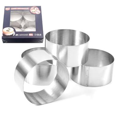 China Sustainable Stainless Steel Mousse Ring Set Diameter 8 Cm Of 4 Pieces Household DIY Cake Mold Baking Tools for sale