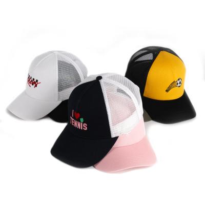 China COMMON Custom Logo Embroidery Mesh Unisex 5 Panel Sports Trucker Simple Luxury Baseball Hat for sale