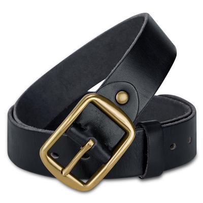 China TIDING Fashion OEM Men's Copper Top Grain Real Cowhide Leather Belts for sale