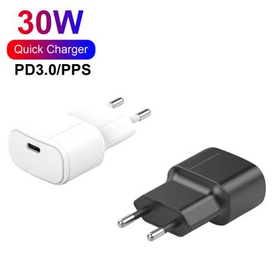 China Type-C Mobile Phone Wall Charger USB-C Mobile Phone CELL PHONE OEM Support 30W Left Fast Charging Mobile Charger for sale