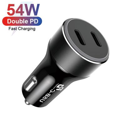 China CELL PHONE VINA Dual Type C Ports 54W Mobile Phone PD 3.0 Super Fast Charging USB C Car Charger For iPad Pro for sale