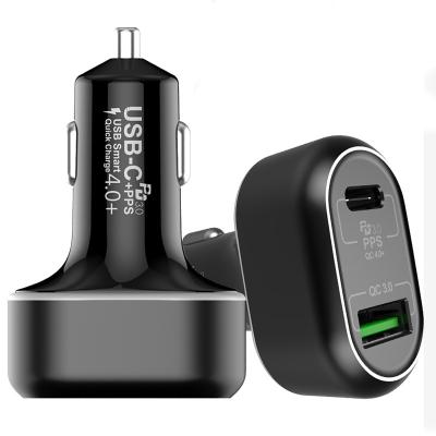 China High Power 63W Laptop Dual Port Charger Mobile Phone QC4.0+ 3.0 USB-C Palladium Car Charger For Macbook for sale