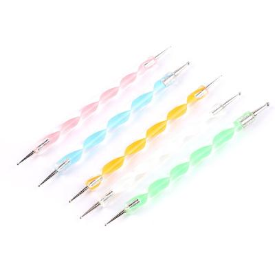 China Beauty Dotting Tools Professional Wholesale Two Way Swirl 5pcs/set Nail Marbleizing Art Tool Nail Dotting Pen for sale