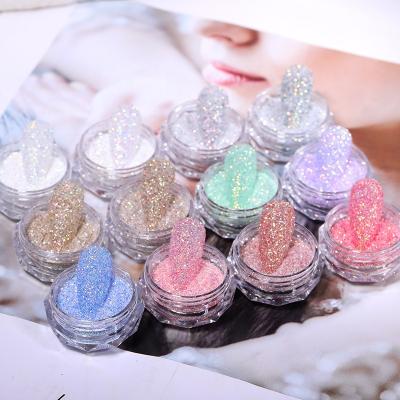 China Aurora Sandy Salt Crystal Diamond Nail Luxury Dust Crystal Powder Fine Flash Nail Super Instant Glitter For Nail Art Decorations for sale