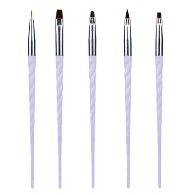 China NAIL Good Quality 5 PCS Novel Shape Plastic Nail Art Drawing Brush Nylon Hair Screw Handle for sale