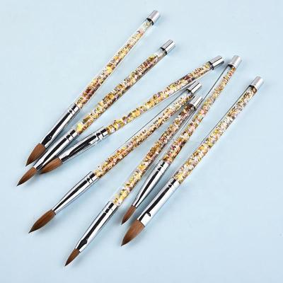 Cina 2020 Fangxia OEM 100% Kolinsky Sand Acrylic Nail Brush Pinceles Kolinsky Nails Nail Art Brush #2~#24 Handle Acrylic Nail Brush With Liquid Glitter in vendita