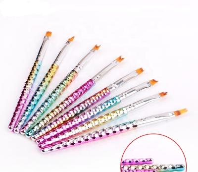 Cina Nail DIY Tools Fangxia Nail Art Brush 3 Gradient Nylon Hair Handle Plastic Nail Art Stroke Flower Nail Brush in vendita