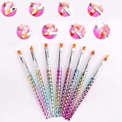 China Nail DIY Tools Hot Selling Plastic Nail Art Stroke Flower Nail Brush Nail Art Brush 3 Gradient Nylon Hair Handle à venda