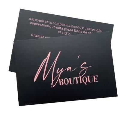 China High Quality 100Pcs Custom Printed Business Logo Black Business Card Gift Cool Thank You Shopping Card for sale