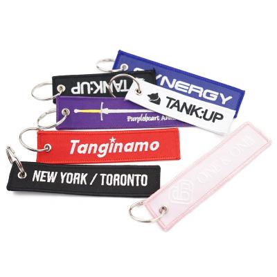 China Custom Made Custom Logo Design Double Side Embroidery Fabric Clothes Key Chain / Key Indicator for sale