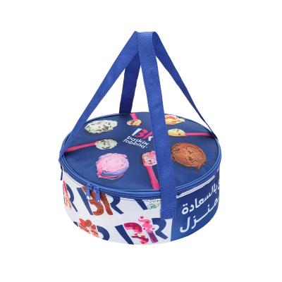 China Fashion Customized 420D Round Cooler Bags For Cake Pizza Storage Carrier Lunch bags Insulated Tote Lunch Bags for sale