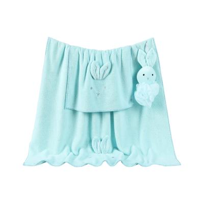 China Anti-Apnea 3 in1 bunny baby coral fleece receiving blanket set fluffy baby blanket newborn baby wrap swaddle blanket for sale