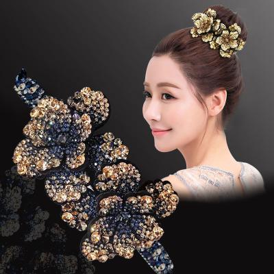 China European and American flower large bract flower rhinestone style hair clip ball hair clip adult female Korean soft back head for sale