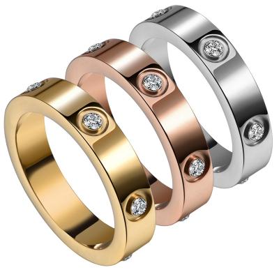 China Brand Circular High Quality Luxury Jewelry For Men Women Couples Stainless Steel Titanium Diamond Screw Classic Love Ring for sale