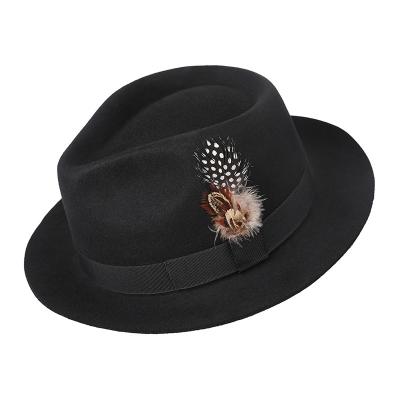 China breathable & European and British style classic wool waterproof neutral felt hat for sale