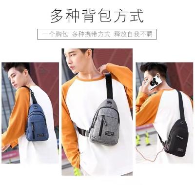 China With Large Capacity Fashionable Men's Cross Shoulder Cloth USB Small Chest Bag Oxford Chest Bag Backpack Bag Student for sale