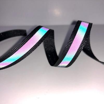 China High Tenacity High Visibility Rainbow Color Reflective Polyester TC Webbing Tape Warning Tape For Safety Clothing Sewing Tape for sale