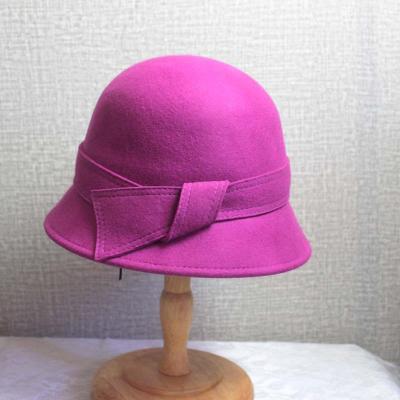 China Custom Made Wool Felt Hats Women Winter Vintage Camel Hat Bowknot Outdoor Wool Felt Round Cap Hats Women Felt Hats Wholesale for sale