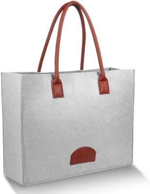 China OEM Handled Logo Printed Thinken Reusable Felt Custom Made Tote Shopping Bags With Logo Non Woven for sale