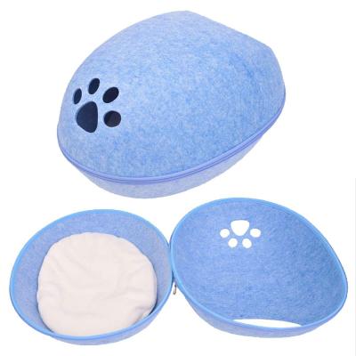 China Pet Bed Pet Room Solid Color Travel Felt Felt Cats Bed Tent Cat House Cat Cave Felt Dog Bed Tent for sale