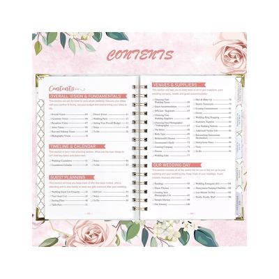 China PU Hardcover Book/Deluxe Spiral Organizer Vow Book Wedding Notebook Planner Weekly Journal Gold Custom Daily Monthly Planner For Wedding for sale