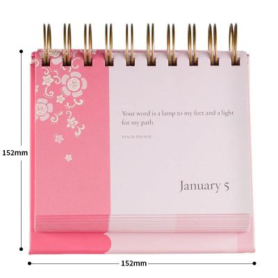 China Spiral tie/Custom Office Desktop Calendar Print New Products Factory Sale Planner Calendar Holder Good Gift Pink Monthly Weekly Daily for sale