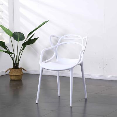 China Optional Hot Selling Modern Restaurant PP Dining Room Stackable White Plastic Armchair for sale