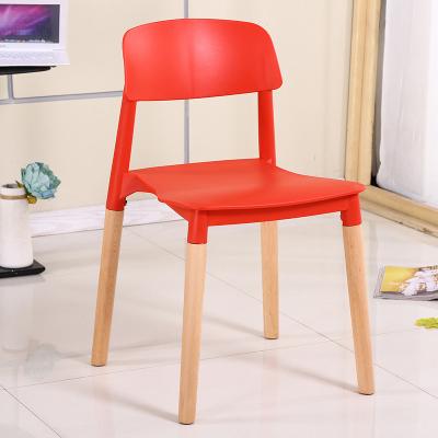 China Colorful High Back Home Furniture Wood Leg Classic Simple Stylish Plastic Dining Chair Free Sample for sale