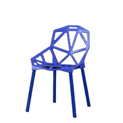 China Stackable Furniture Modern Design Interior High Quality Colorful Plastic Dining Chairs With Geometric Shape for sale