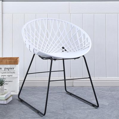 China Optional Wholesale Outdoor Party Chairs White Plastic Chair With Metal Frame for sale