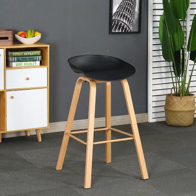 China New Design High Leg Contemporary Simple Wooden Bar Chair Restaurant Modern Colorful Bar Stool for sale