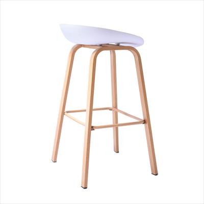 China Free Sample Popular Modern Contemporary Classic Design Restaurant Cafe Bar Plastic Chair With Wooden High Leg for sale