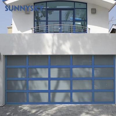 China Windproof Automatic Roller 16*8 Tempered Glass Garage Door for sale