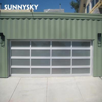 China Good price windproof automatic clear glass garage door for sale