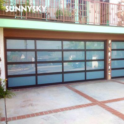 China Wholesale Full View Aluminum Glass Door 16x7 Garage Windproof for sale