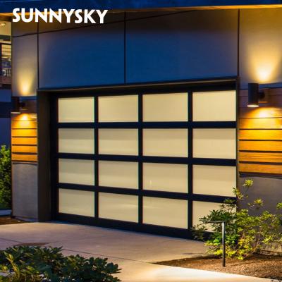 China Aluminum Automatic Roller Garage Door Black Glass Double Price Windproof for sale