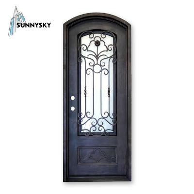 China Anti-theft wrought iron front and entry French doors for sale