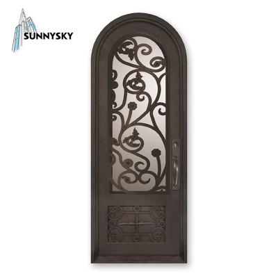 China Low Price Anti-theft Wrought Iron Entry Doors With Square Design for sale